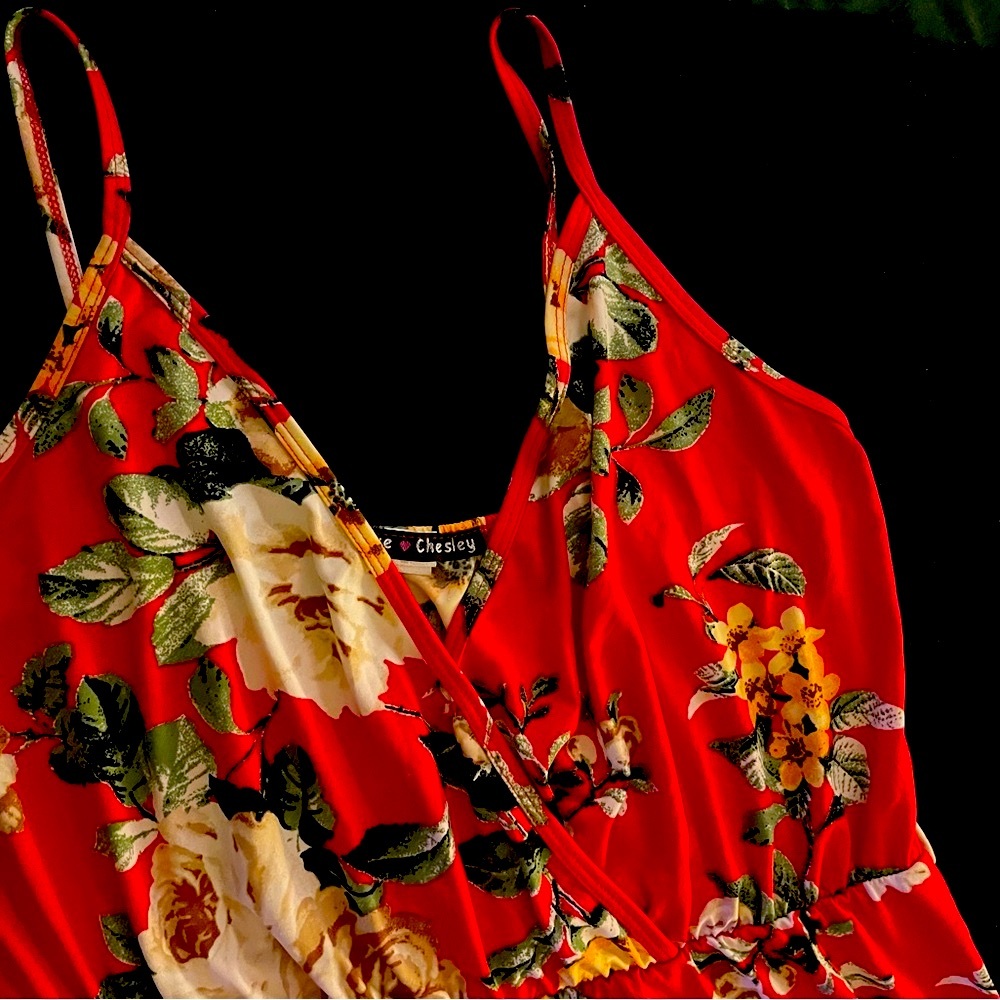Elegant Floral Red Jumpsuit - Picture 2 of 13